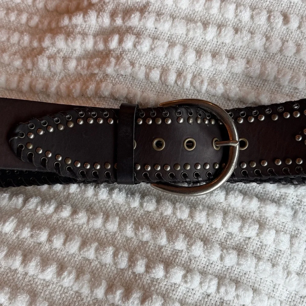 Western Studded Brown Leather Belt - Picture 1 of 3